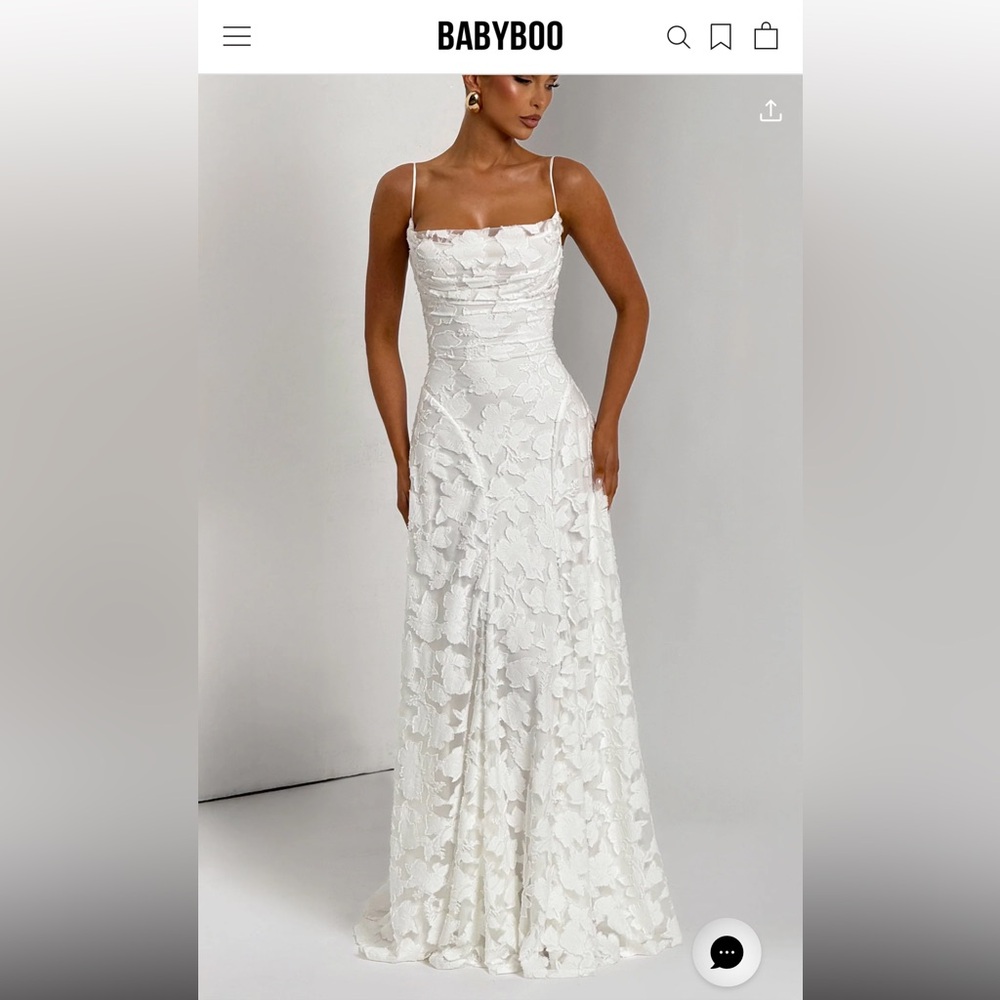 BABYBOO White Lace Maxi Dress with Spaghetti Straps